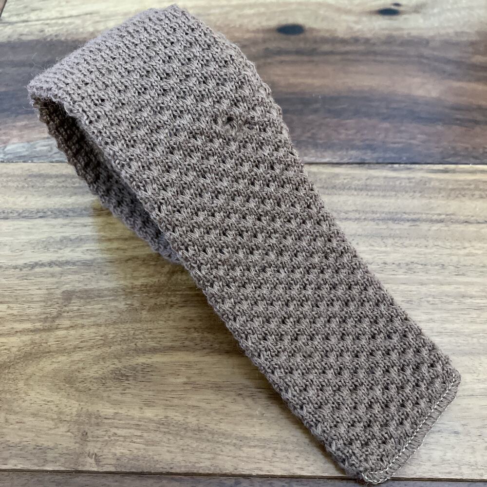 Pride of England Knit Wool Men's Necktie Block Square End Preppy Briar 53” READ